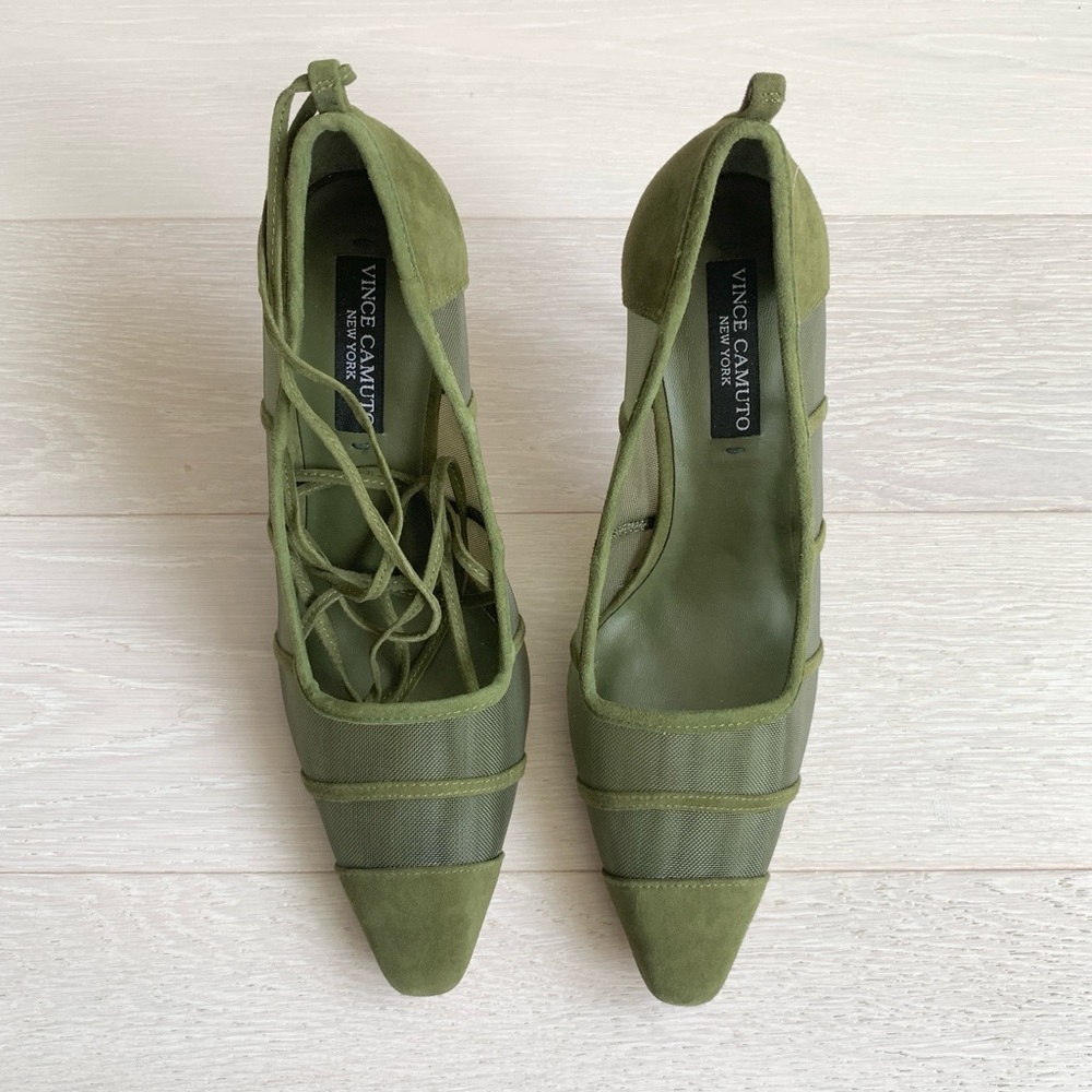 Vince Camuto Kaliona Ankle Wrap Heel Olive Green 8 - Picture 3 of 8